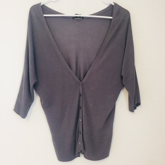 THEORY Grey Cardigan V-Neck Button Up Sweater - Picture 9 of 9